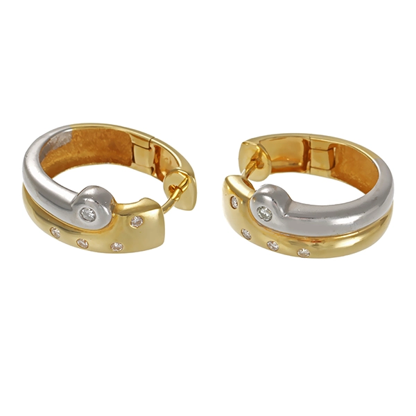 Creolen, 14K, Gelb-/Weißgold, Brillanten