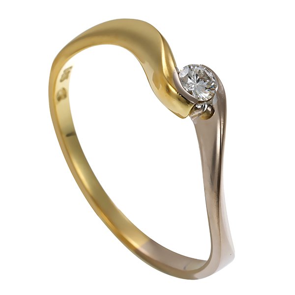 Diamantring, 14K, Gelb-/Weißgold, Brillant