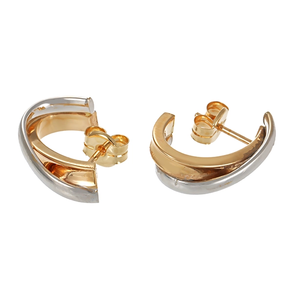 Steckcreolen, 14K, Gelb-/Weißgold