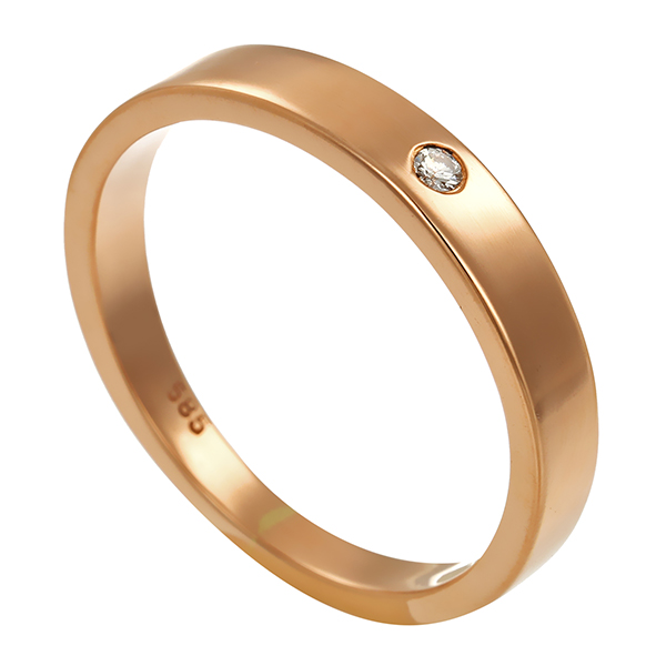 Diamantring, 14K, Rotgold, Brillant
