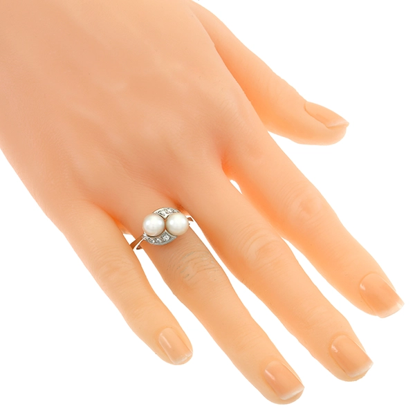 Ring, 14K, Weißgold, Perlen, Brillanten