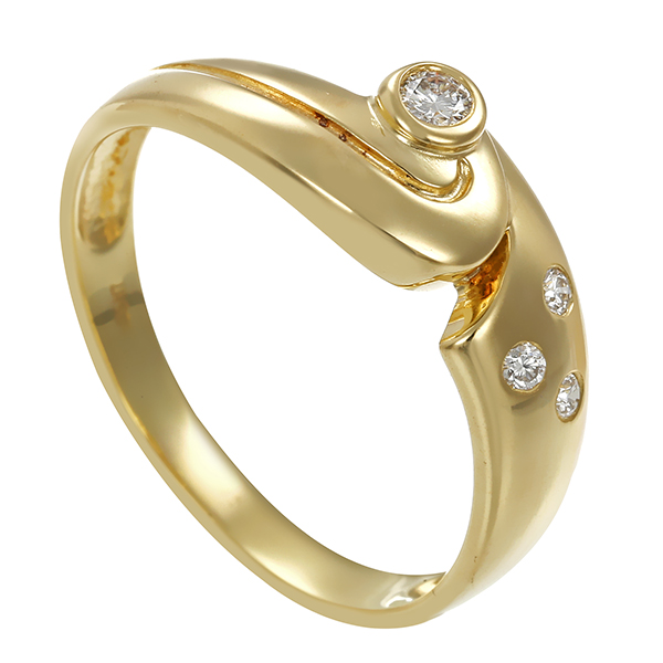 Ring, 14K, Gelbgold, Brillanten