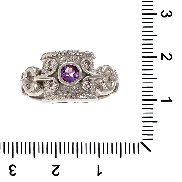 Ring, 14K, Weißgold, Brillant, Amethyst
