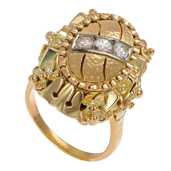 Ring, 14K, Gelb-/Weißgold, Brillanten