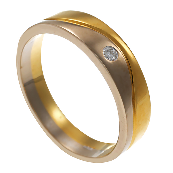 Diamantring, 18K, Gelb-/Weißgold, Brillant