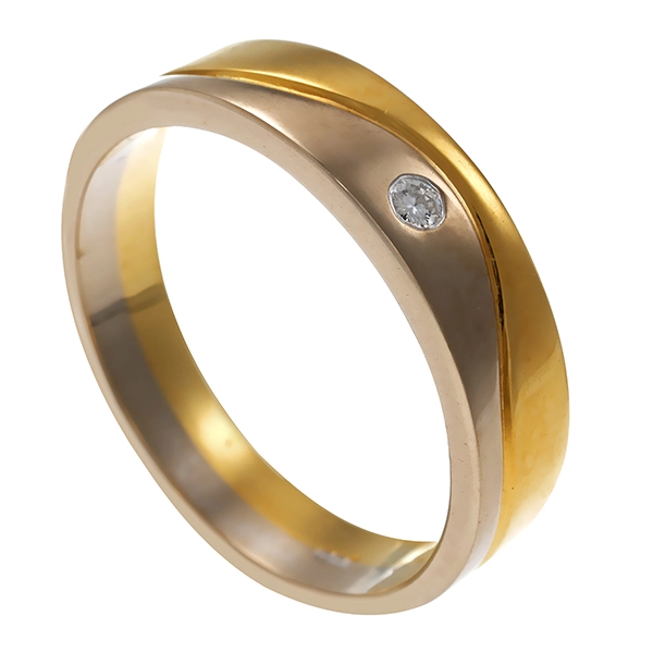 Diamantring, 18K, Gelb-/Weißgold, Brillant