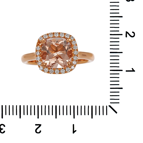 Ring, 18K, Rotgold, Morganit, Brillant