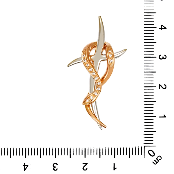 Anhänger, 18K, Weiß-/Rotgold, Brillanten, Kreuz