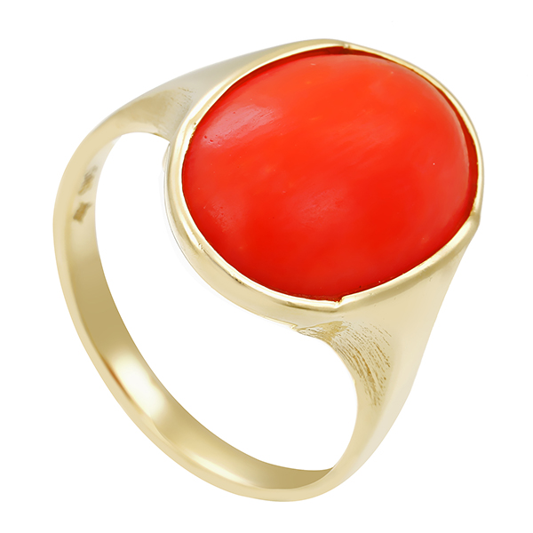 Ring, 14K, Gelbgold, Koralle