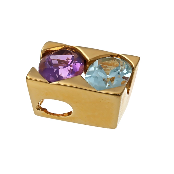 Anhänger, 14K, Gelbgold, Topas, Amethyst