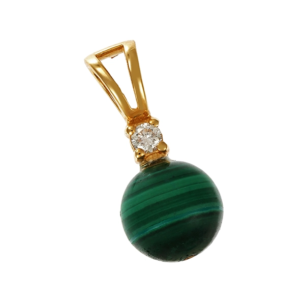 Anhänger, 18K, Gelbgold, Malachit, Brillant
