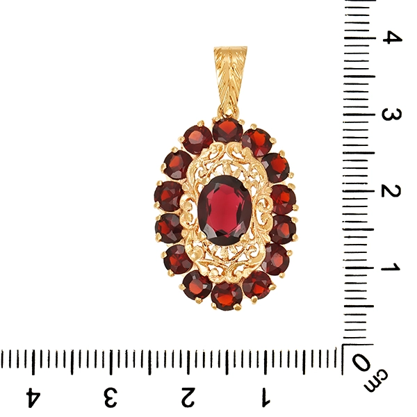 Anhänger, 14K, Gelbgold, Granat