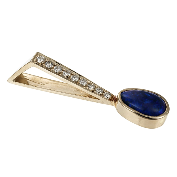 Anhänger, 14K, Weißgold, Brillant, Opal