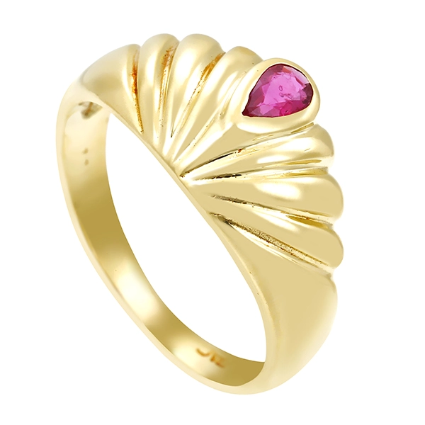 Ring, 14K, Gelbgold, Rubin