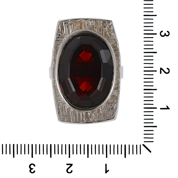 Ring, 14K, Weißgold, Granat