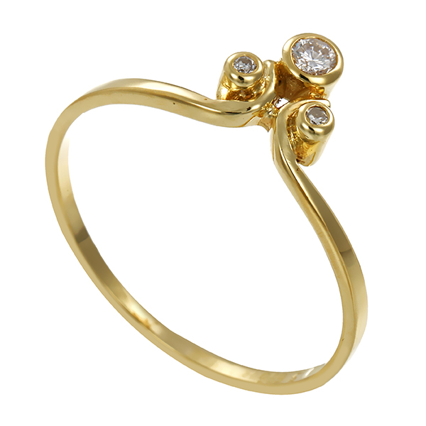 Diamantring, 14K, Gelbgold, Brillanten