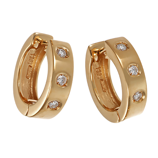Creolen, 14K, Gelbgold, 6 Brillanten