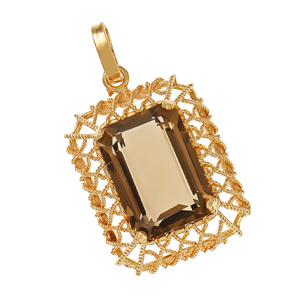 Anhänger, 14K, Gelbgold, Rauchquarz
