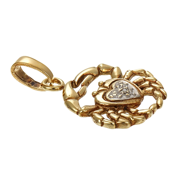 Anhänger, 14K, Gelb-/Weißgold, Diamant