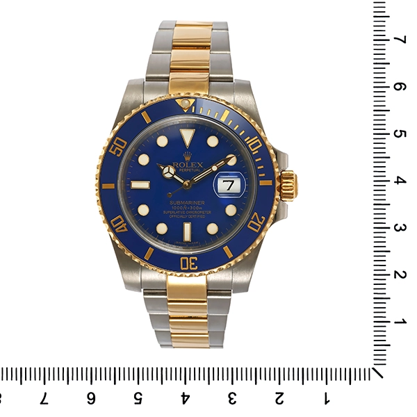 Herrenuhr, Rolex, 'Submariner Date 40', blau/blau