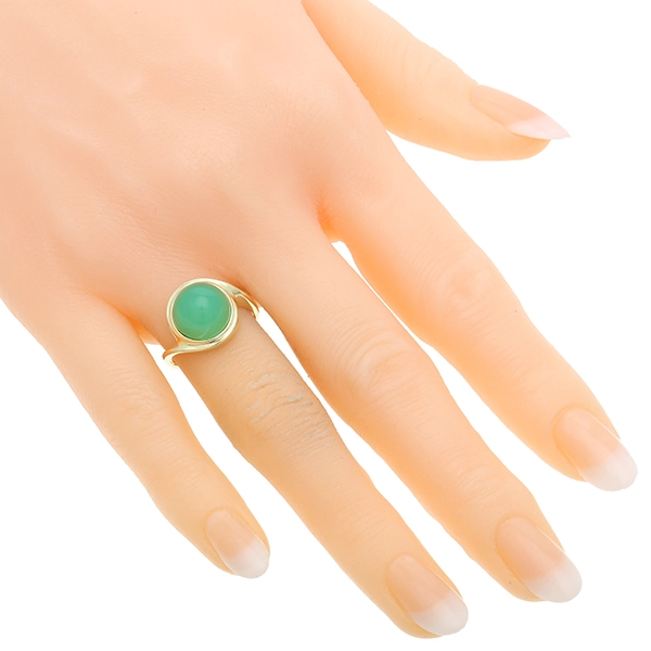 Ring, 14K, Gelbgold, Chrysopras