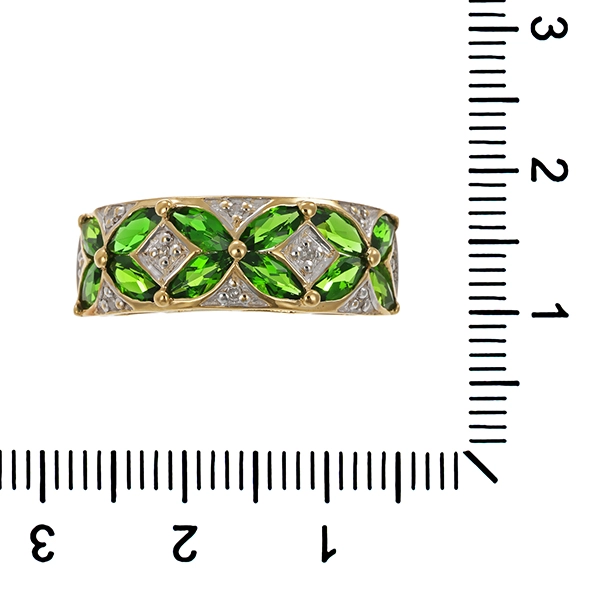Ring, 8K, Gelb-/Weißgold, Diopsid, Diamant