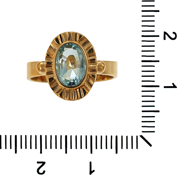 Ring, 14K, Gelbgold, Aquamarin
