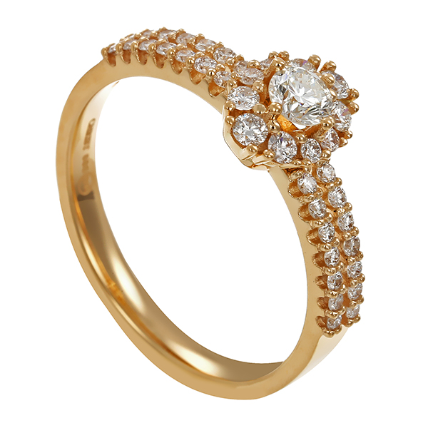 Diamantring, 14K, Gelbgold, Brillanten 0,60 ct