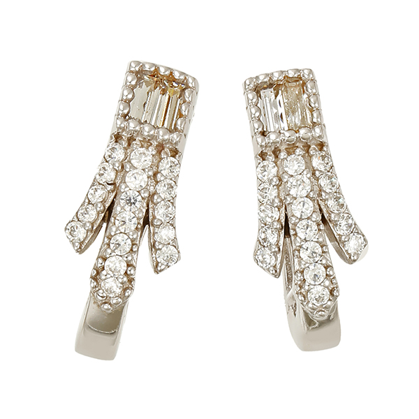 Ohrhänger, 14K, Weißgold, Zirkonia