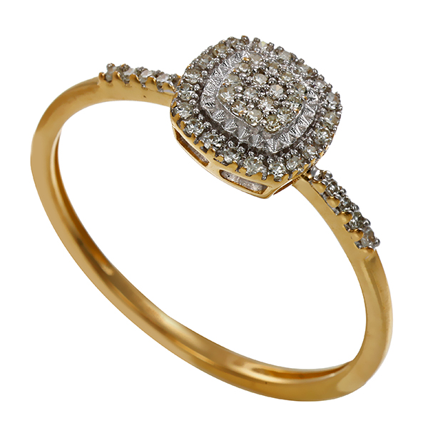 Diamantring, 14K, Gelb-/Weißgold, Diamanten