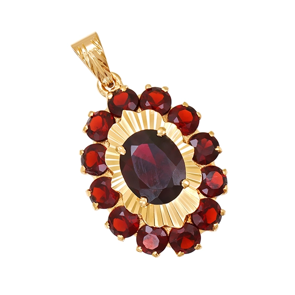 Anhänger, 18K, Gelbgold, Granat