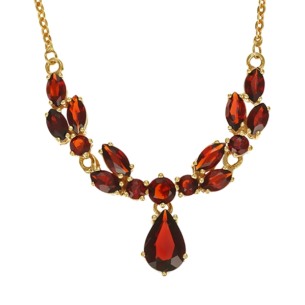 Collier, 8K, Gelbgold, Granat
