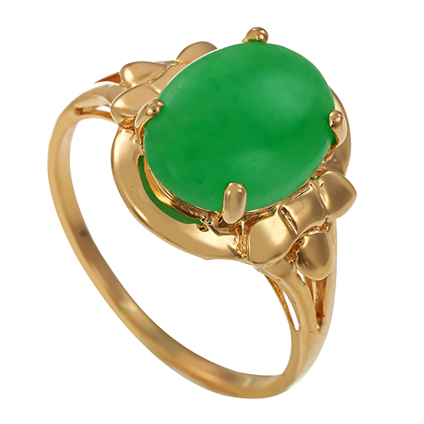 Ring, 14K, Gelbgold, Jade