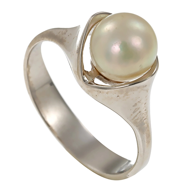 Ring, 14K, Weißgold, Zuchtperle
