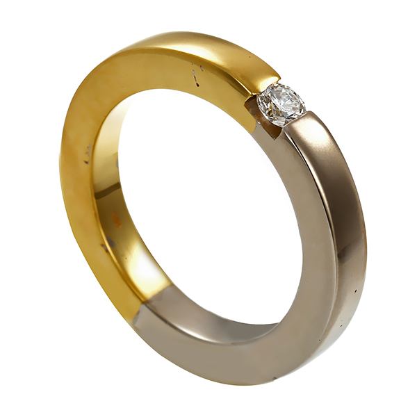 Diamantring, 14K, Gelb-/Weißgold, Brillant 0,15 ct