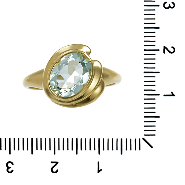 Ring, 9K, Gelbgold, Aquamarin