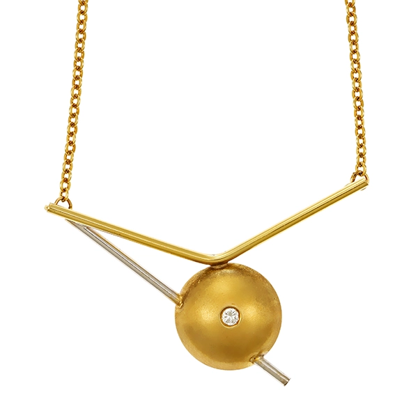 Collier, 14K, Gelb-/Weißgold, Brillant