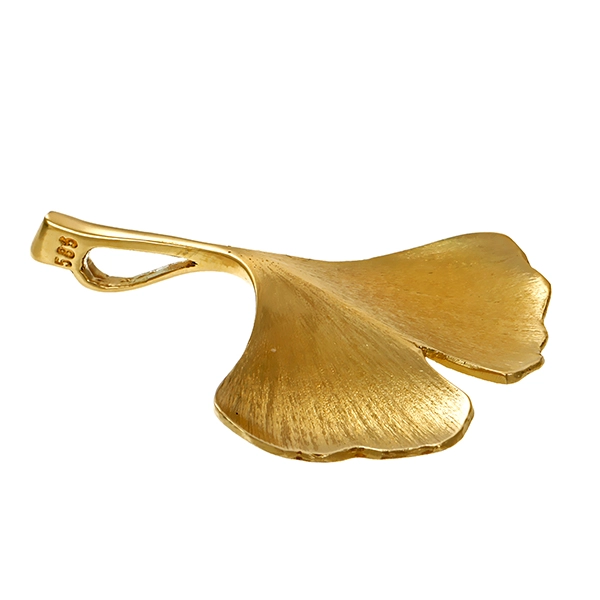 Anhänger, 14K, Gelbgold, Ginko