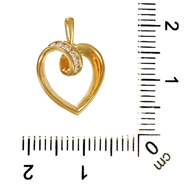 Anhänger, 14K, Gelbgold, Brillanten, Herz