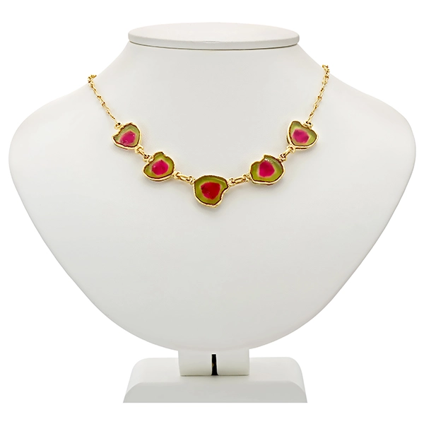 Collier, 18K, Gelbgold, Turmalin