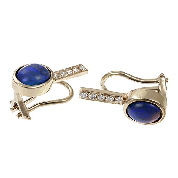 Ohrclips, 14K, Weißgold, Brillant, Opal