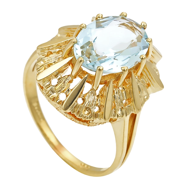 Ring, 14K, Gelbgold, Aquamarin