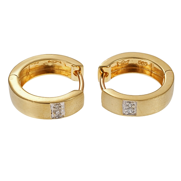 Creolen, 14K, Gelb-/Weißgold, Diamanten