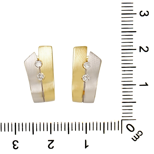 Creolen, 14K, Gelb-/Weißgold, Brillanten