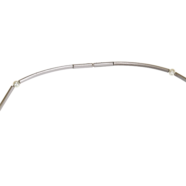 Collier, 18K, Weißgold, Perlen