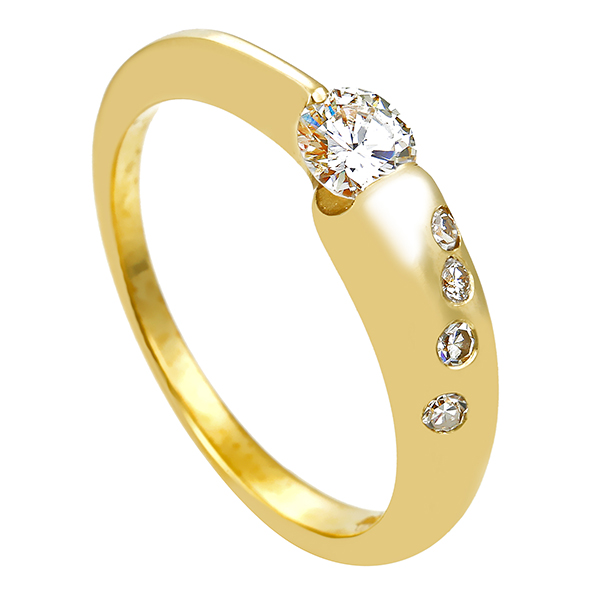 Diamantring, 14K, Gelbgold, Brillanten