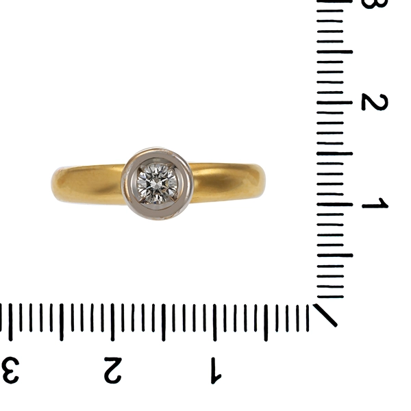 Diamantring, 18K, Gelb-/Weißgold, Brillant 0,25 ct