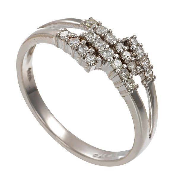 Ring, 9K, Weißgold, Brillanten