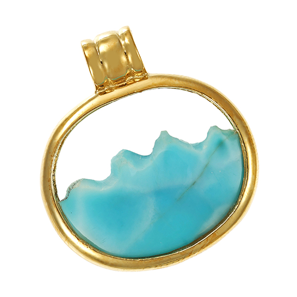Anhänger, 14K, Gelbgold, Larimar