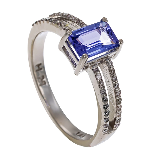 Ring, 14K, Weißgold, Tansanit, Brillanten